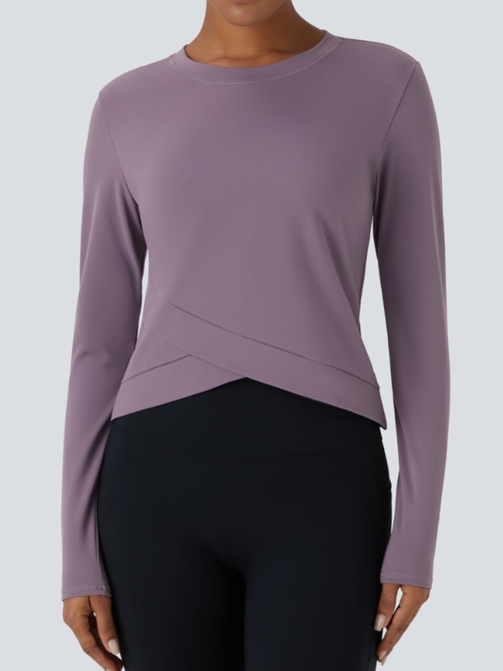 Halara SoftlyZero™ Plush Round Neck Crossover Hem Yoga Sports Top size Large